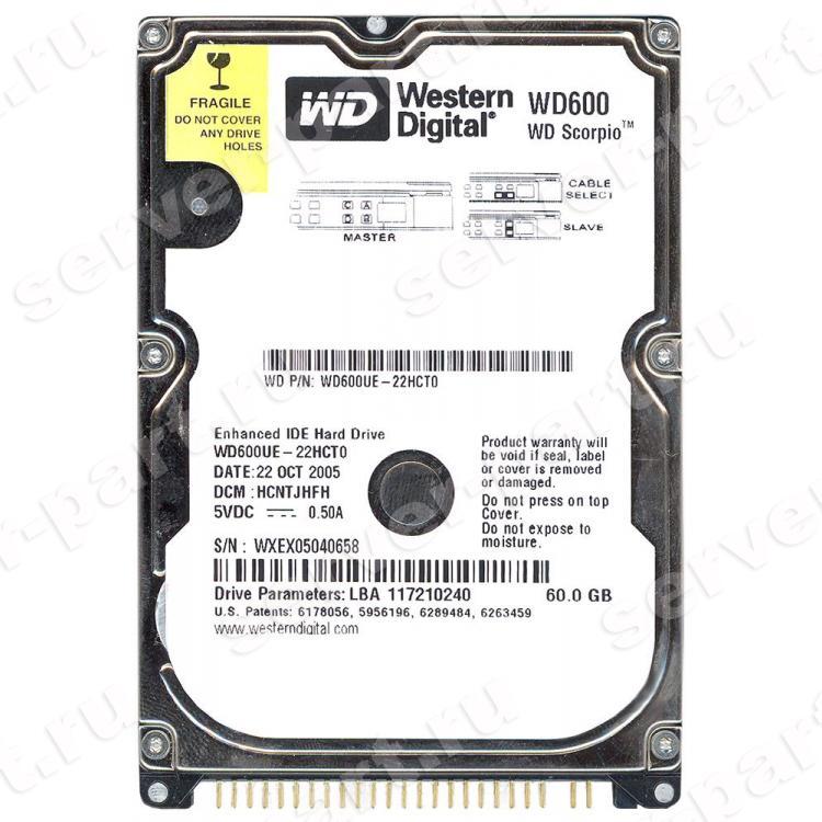 Жесткий Диск Western Digital Scorpio 60Gb (U100/5400/8Mb) IDE 2,5"(WD600UE-22HCT0)