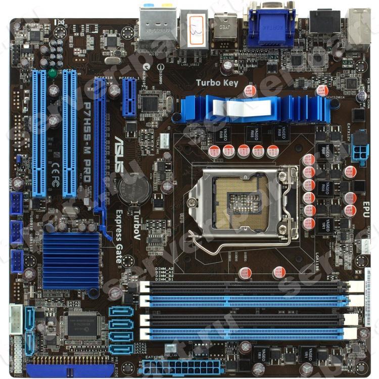 Материнская Плата ASUS iH55 S1156 HT 4DualDDRIII 6SATAII U133 PCI-E16x PCI-E1x 2PCI Video DVI LAN1000 AC97-8ch mATX 2500Mhz(P7H55-M PRO)