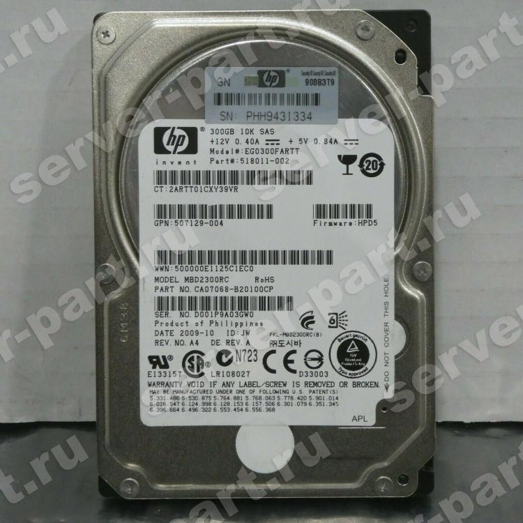 Жесткий Диск HP (Fujitsu) MBD2300RC 300Gb (U600/10000/16Mb) 6G SAS 2,5" For Gen4 Gen5 Gen6 Gen7 Integrity rx2800 i2 i4 rx6600 rx3600 rx2660(518011-002)
