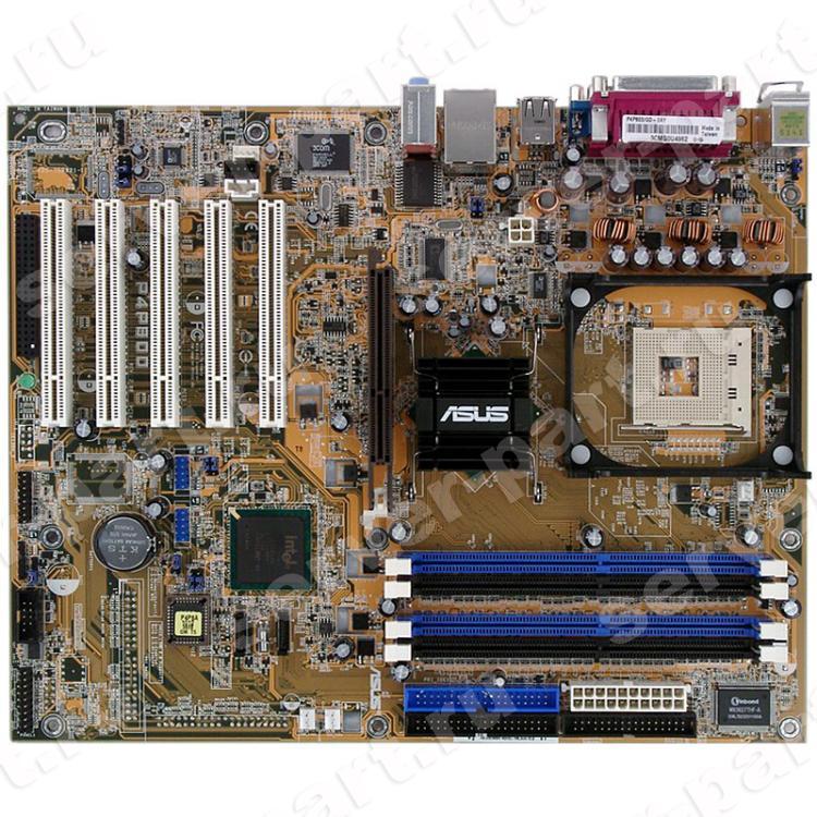 Материнская Плата ASUS i865PE Socket 478 HT 4DualDDR400 2SATA U100 AGP8x 5PCI ADI-6ch LAN1000 ATX(P4P800/GD)