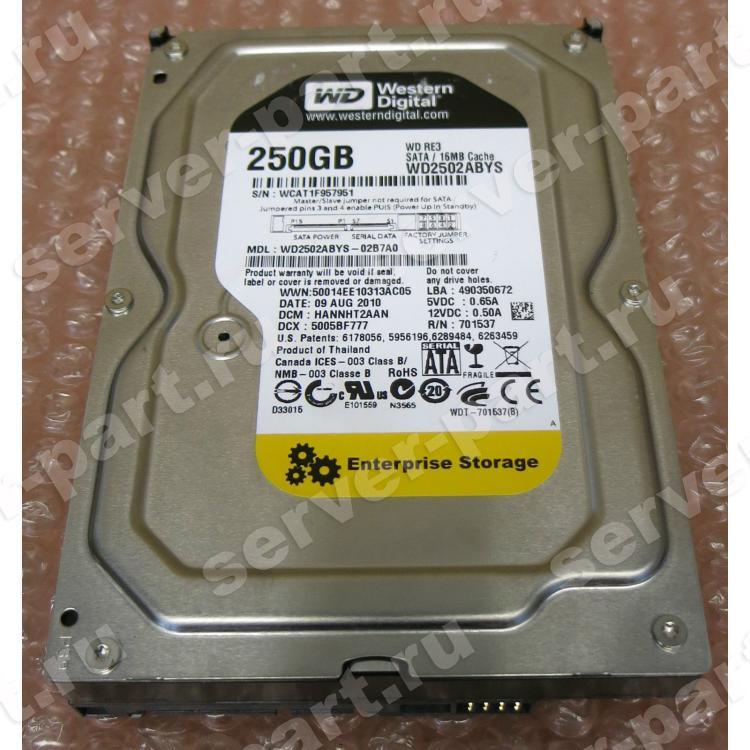 Жесткий Диск Western Digital RE3 250Gb (U300/7200/16Mb) NCQ SATAII(WD2502ABYS-02B7A0)
