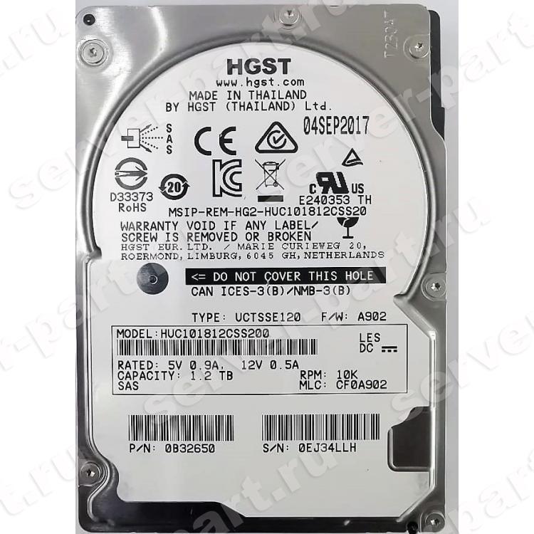 Жесткий Диск HGST (Hitachi) Ultrastar C10K1800 1.2Tb (U1200/10520/128Mb) Instant Secure Erase 512n 12G SAS 2,5"(HUC101812CSS200)