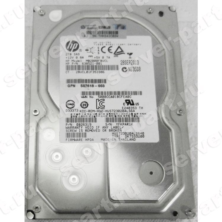 Жесткий Диск HP (Hitachi) Ultrastar 7K3000 HUS723020ALS640 2Tb (U600/7200/64Mb) 6G SAS 3,5" For Gen4 Gen5 Gen6 Gen7 D2700 D6000(0B26319)