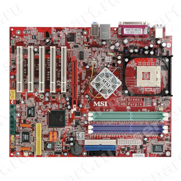 Материнская Плата Micro-Star i865PE Socket 478 HT 4DualDDR400 2SATA U100 AGP8x 5PCI AC97-6ch ATX(865PE Neo2-S)