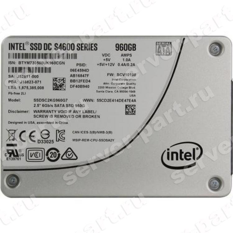 Твердотелый Накопитель SSD Intel DC S4600 Series 960Gb 500/490Мб/сек 6G AES TLC 3DWPD 72K/65K IOPS 5250TBW MBTF 2M SATAIII 2,5" 7mm(956905)