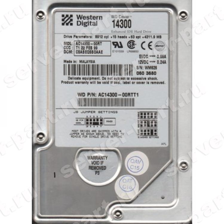 Жесткий Диск Western Digital Caviar 14300 4,3Gb (U33/5400/0,5Mb) IDE(AC14300)