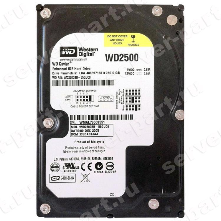Жесткий Диск Western Digital Caviar 250Gb (U100/7200/2Mb) IDE(WD2500BB-55GUC0)