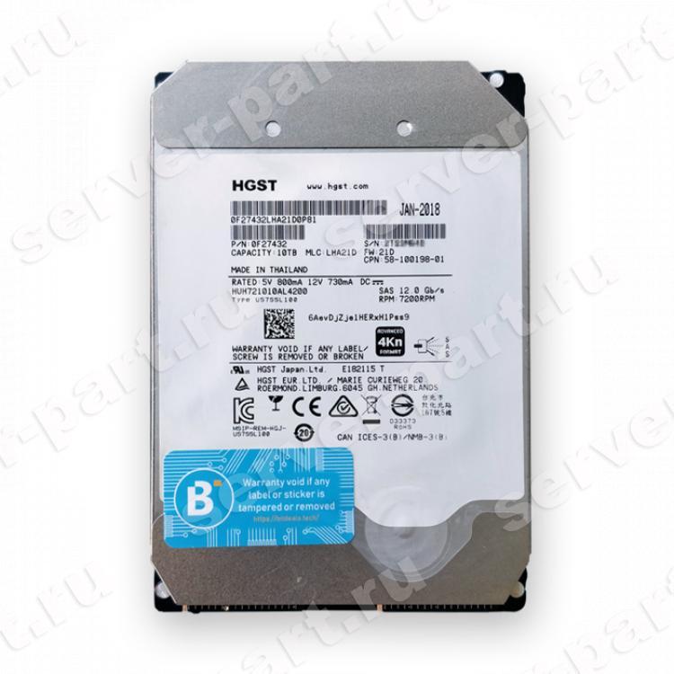 Жесткий Диск HGST Ultrastar He10 10Tb (U1200/7200/256Mb) Helium AF Instant Secure Erase 4Kn 12G SAS 3,5"(HUH721010AL4200)
