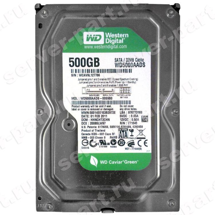 Жесткий Диск Western Digital Caviar Green 500Gb (U300/IntelliPower/32Mb) SATAII(WD5000AADS-00S9B0)
