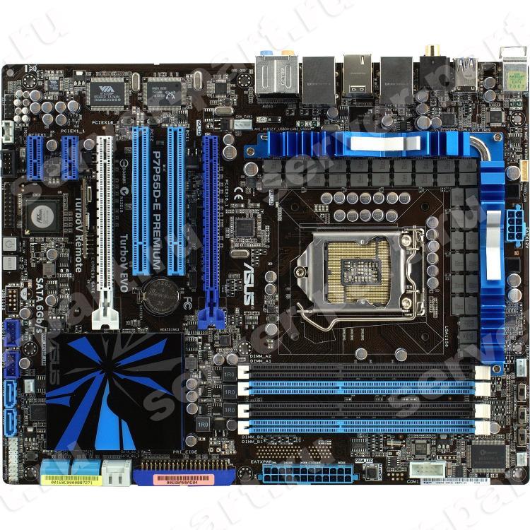 Материнская Плата ASUS iP55 S1156 HT 4DualDDRIII 2SATAIII 6SATAII 2PCI-E16x 2PCI-E1x 2PCI 2LAN1000 AC97-10ch IEEE1394 ATX 2500Mhz(P7P55D-E Premium)