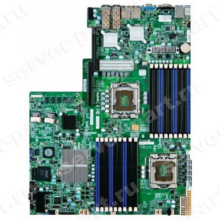 Материнская Плата Supermicro i5520 Dual Socket 1366 18DDR3 8SAS 6SATAII PCI-E16x 2.0/Riser PCI-E8x SVGA 2xGbLAN IPMI KVM-Over-LAN E-ATX 6400Mhz 1U(X8DTU-6F+-LR)