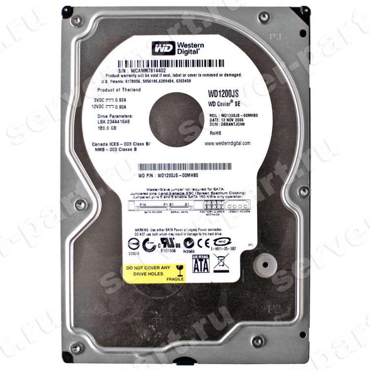 Жесткий Диск Western Digital Caviar SE 120Gb (U300/7200/8Mb) SATAII(WD1200JS-00MHB0)