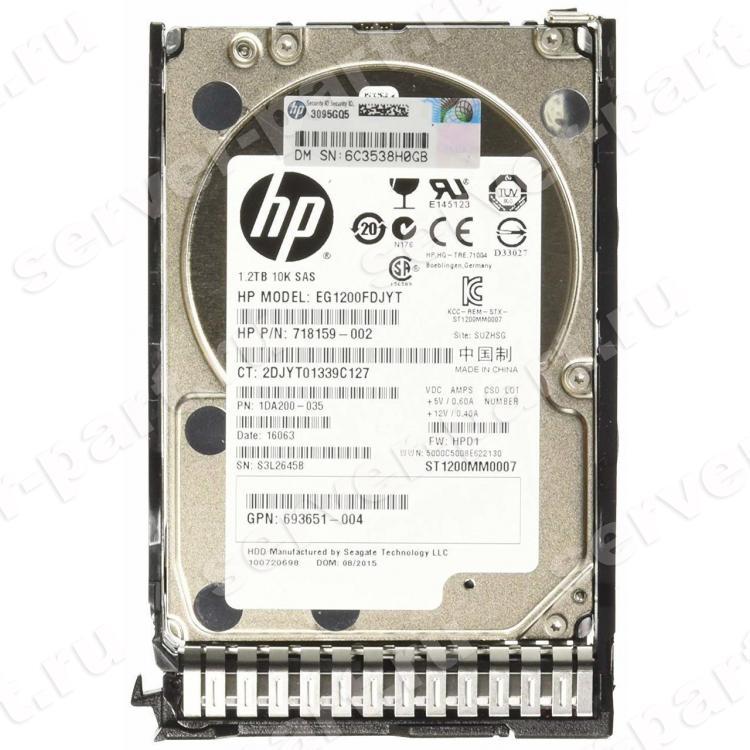 Жесткий Диск HP (Seagate) Enterprise Performance 10K HDD v7 ST1200MM0007 1.2Tb (U600/10000/64Mb) 6G SAS 2,5" For Gen8 Gen9 Gen10(EG1200FDJYT)